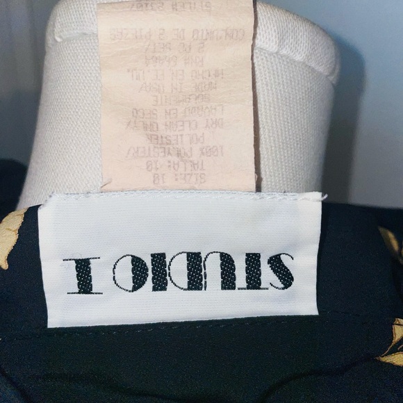 Studio I Black & Yellow Sleeveless Collared Floral Button Down Maxi Dress Sz 10 - Picture 8 of 8